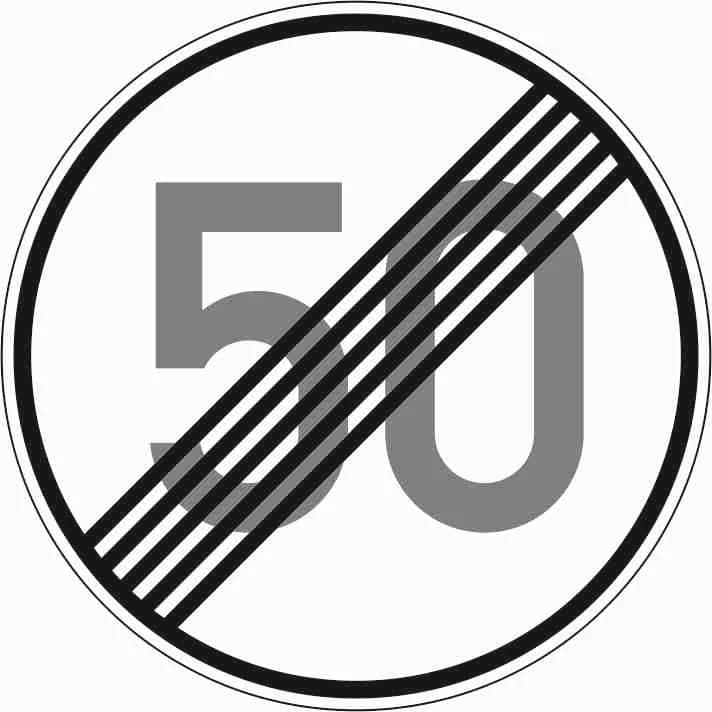 278-50 - Ende der zulässigen Höchstgeschwindigkeit 50 km/h Verkehrsschild