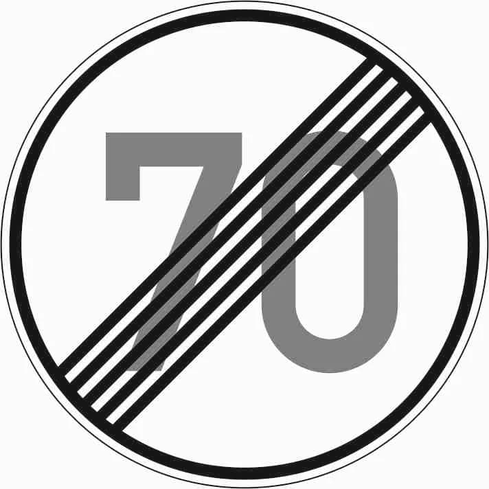 278-70 - Ende der zulässigen Höchstgeschwindigkeit 70 km/h Verkehrsschild