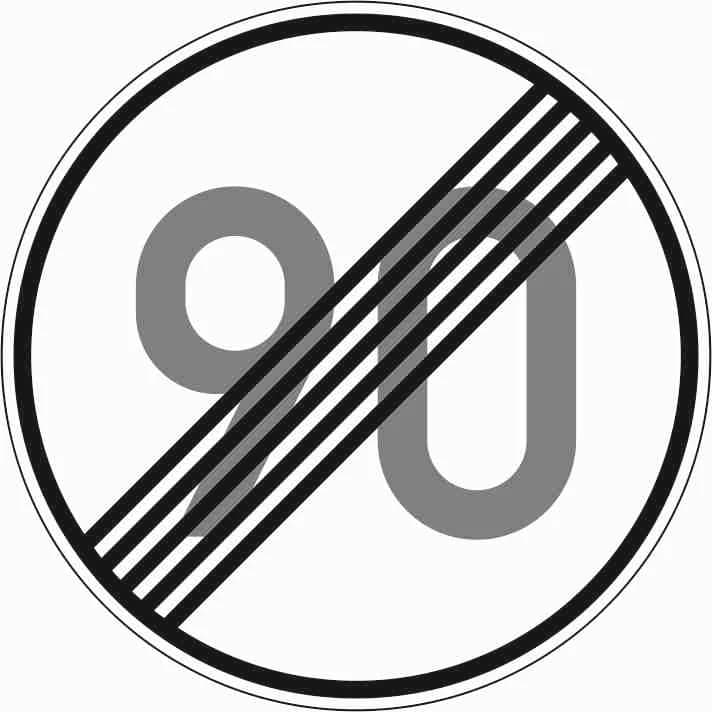 278-90 - Ende der zulässigen Höchstgeschwindigkeit 90 km/h Verkehrsschild