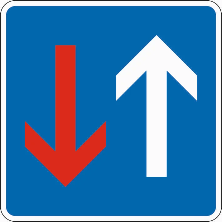 308 - Vorfahrt vor dem Gegenverkehr road sign