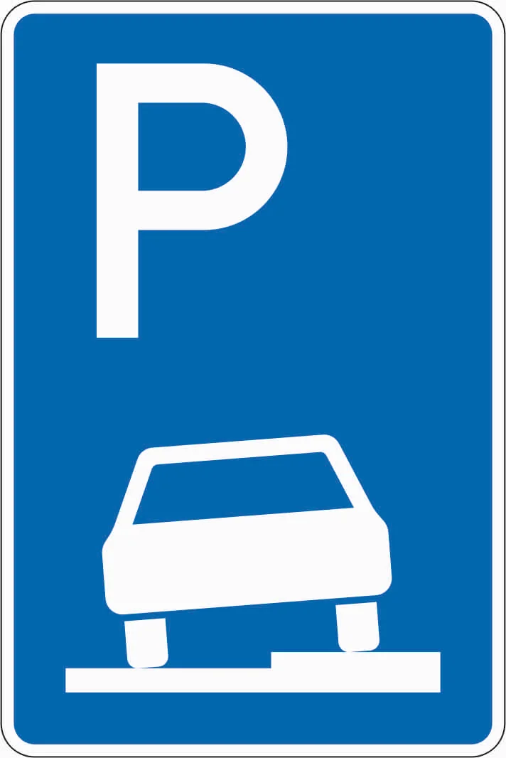 315-55 - Parken auf dem Gehweg - halb in Fahrtrichtung rechts Verkehrsschild