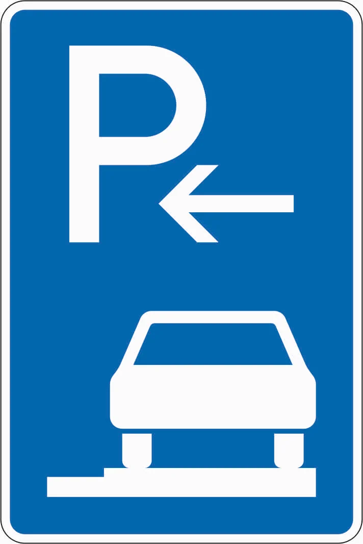 315-66 - Parken auf Gehwegen – ganz in Fahrtrichtung rechts Anfang Verkehrsschild