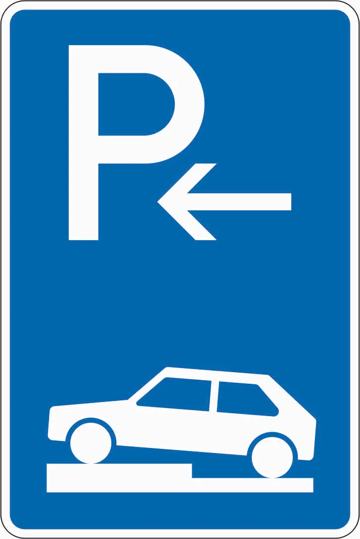 315-71 - Parken auf Gehwegen - halb quer zur Fahrtrichtung links Anfang Verkehrsschild