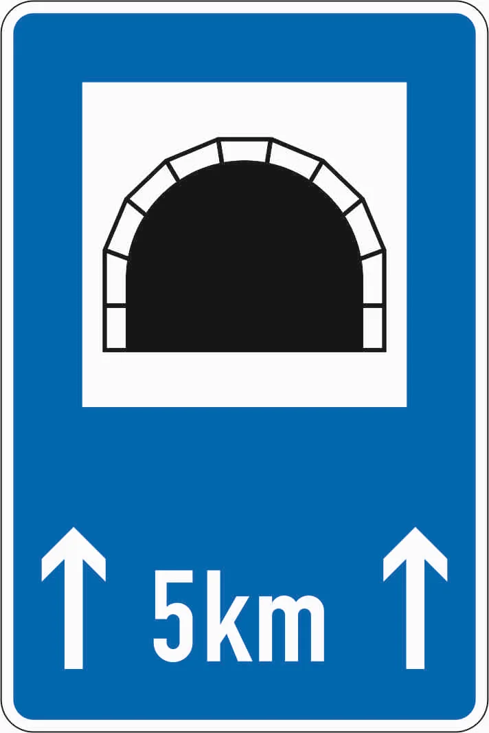 327-51 - Tunnel mit Längenangabe in km Verkehrsschild
