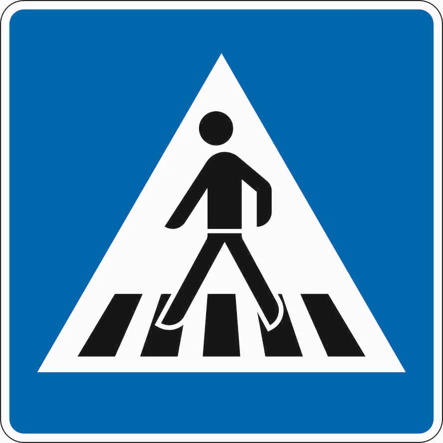 350-10 - Fußgängerüberweg - Aufstellung rechts Verkehrsschild