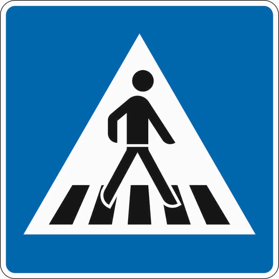 350-20 - Fußgängerüberweg – Aufstellung links Verkehrsschild
