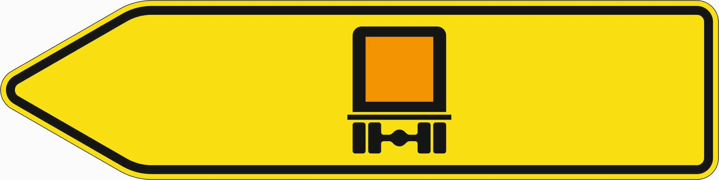 421-11 - Pfeilwegweiser für bestimmte Verkehrsarten, kennzeichnungspflichtige Fahrzeuge mit gefährlichen Gütern - linksweisend Verkehrsschild