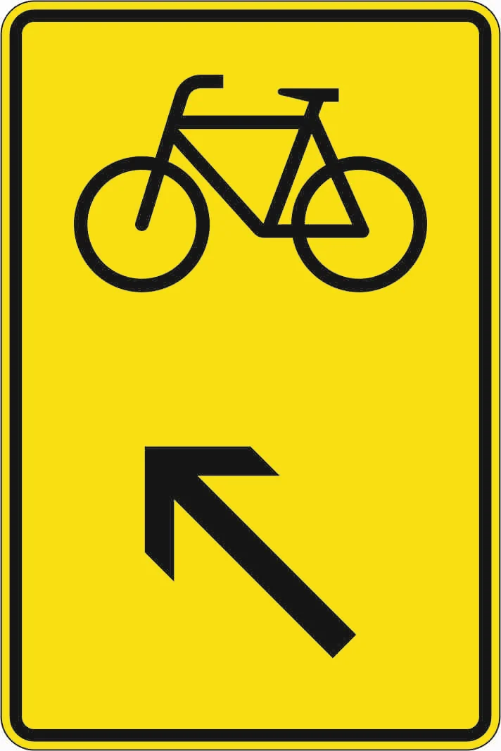 422-17 - Wegweiser für bestimmte Verkehrsarten, Radverkehr - links einordnen Verkehrsschild