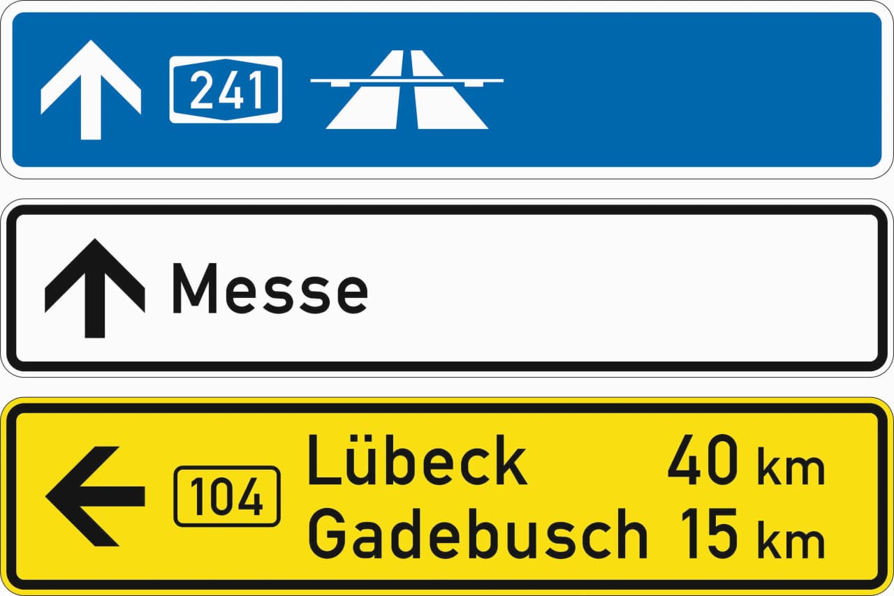 434-52 - Tabellenwegweiser – aufgelöste Form (nur innerorts) mit Bundesstraßennummer Verkehrsschild