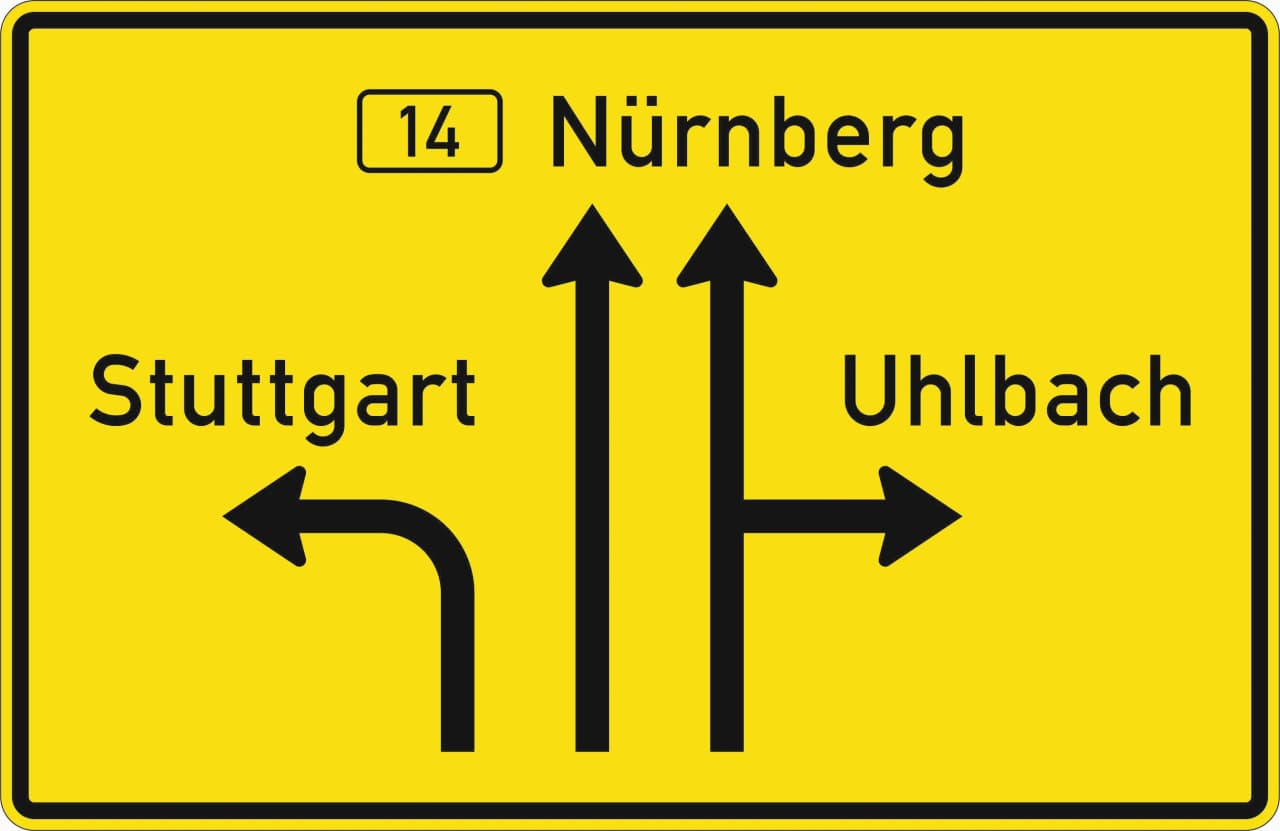 439 - Gegliederter Vorwegweiser außerhalb von Autobahnen Verkehrsschild