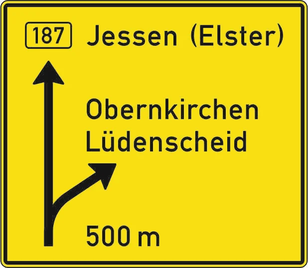 449-50 - Vorwegweiser auf anderen Straßen außerhalb von Autobahnen Verkehrsschild