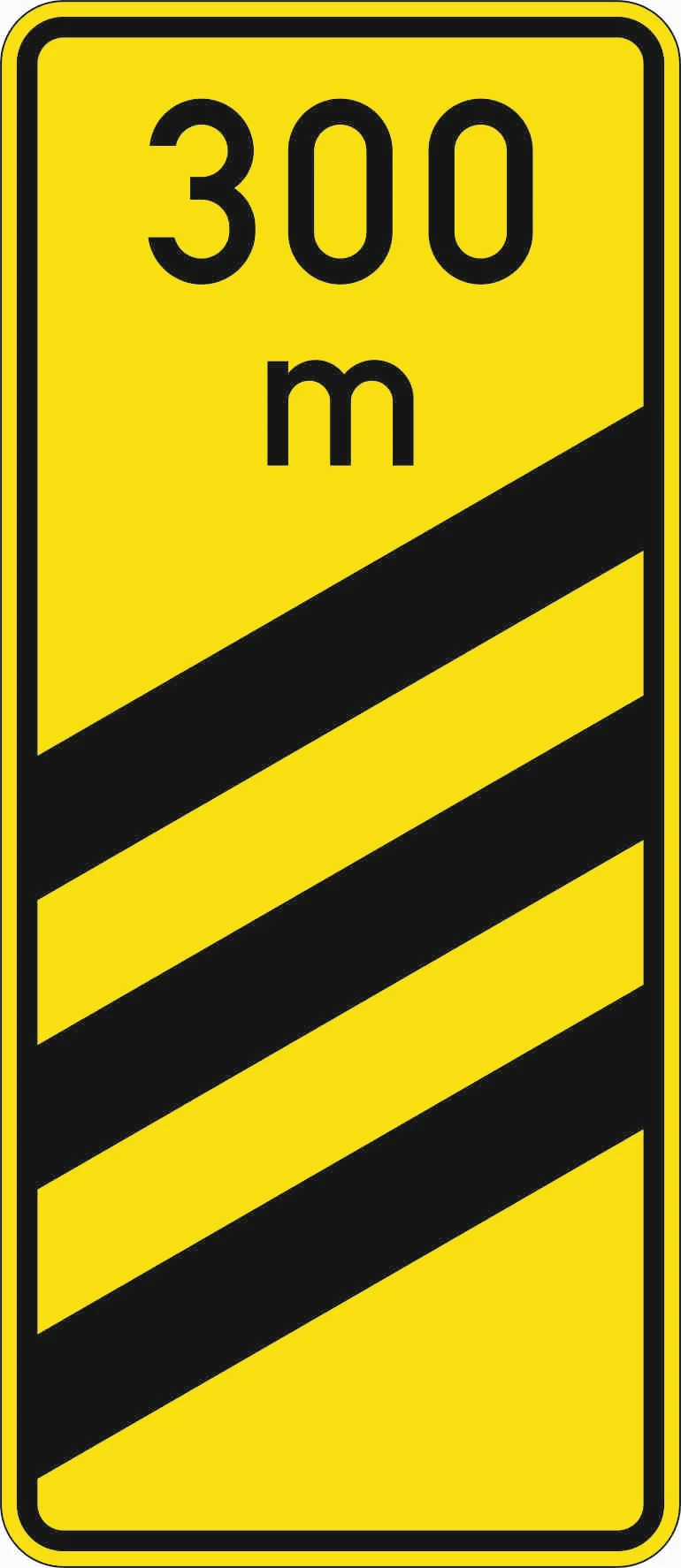 450-55 - Ankündigungsbake - dreilane (300 m, gelb) Verkehrsschild