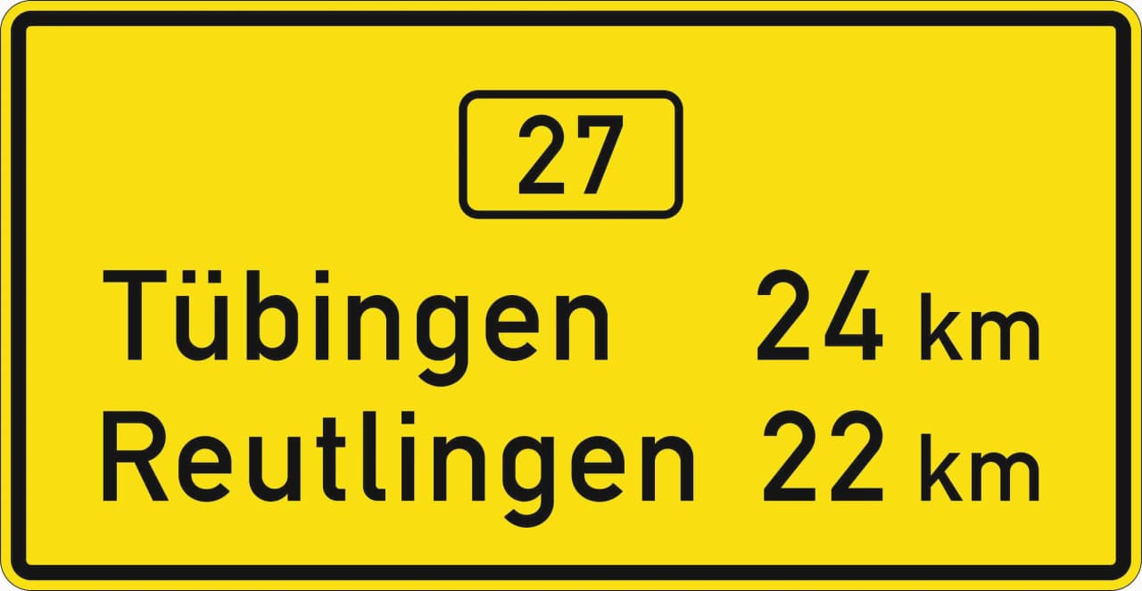 453-50 - Entfernungstafel autobahnähnlich ausgebauten, zweibahnigen Straßen Verkehrsschild