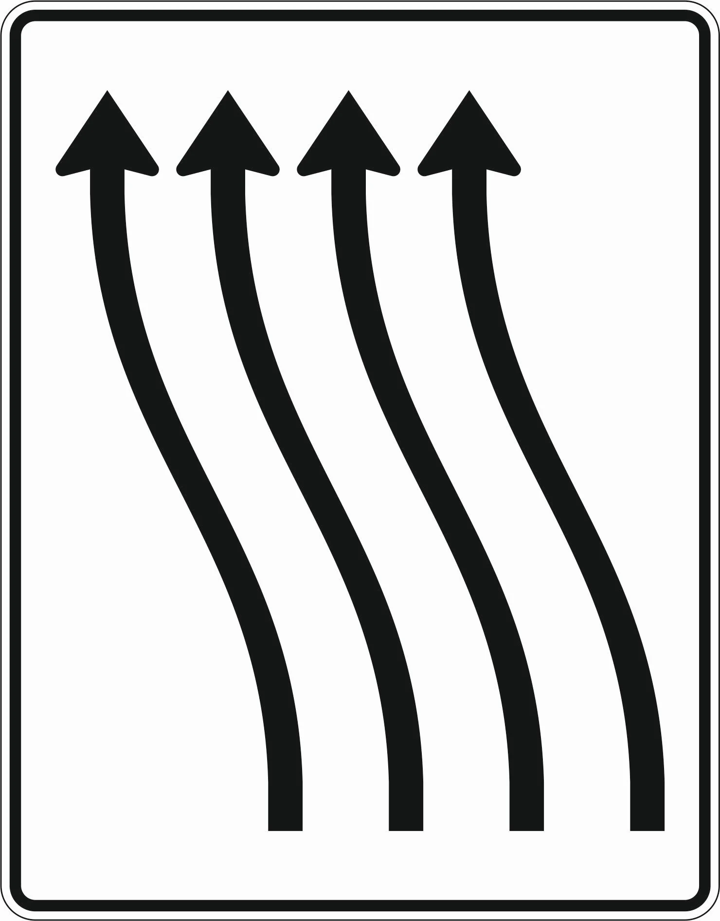 511-13 - Fahrbahnverschwenkungstafel - ohne Gegenverkehr - 4-streifig nach links Verkehrsschild