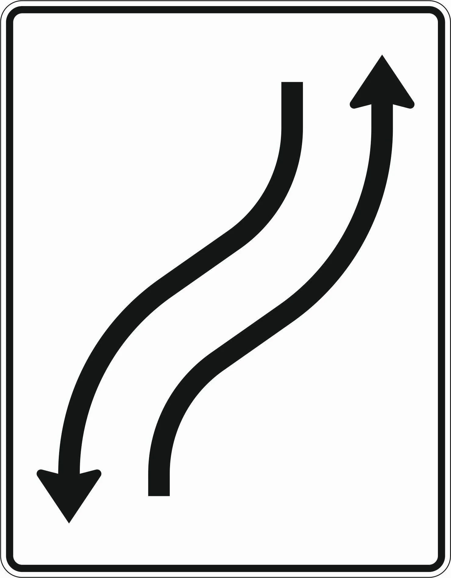 512-20 - Leitbake – mit Gegenverkehr – Verschwenkung nach rechts einstreifig in Fahrtrichtung und einstreifig in Gegenrichtung Verkehrsschild
