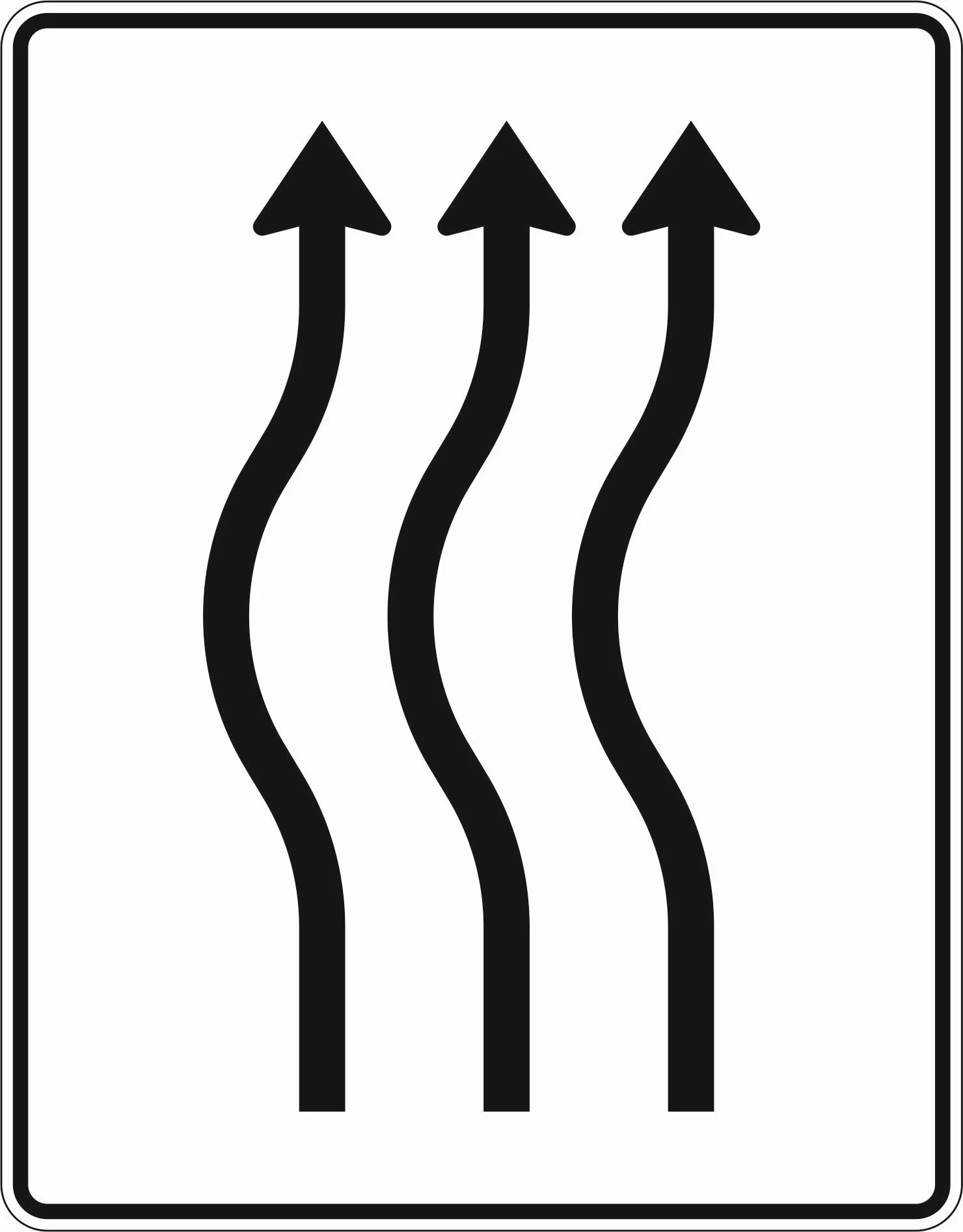 513-12 - Leitbake, kurze Verschwenkung - ohne Gegenverkehr - 3-streifig nach links Verkehrsschild