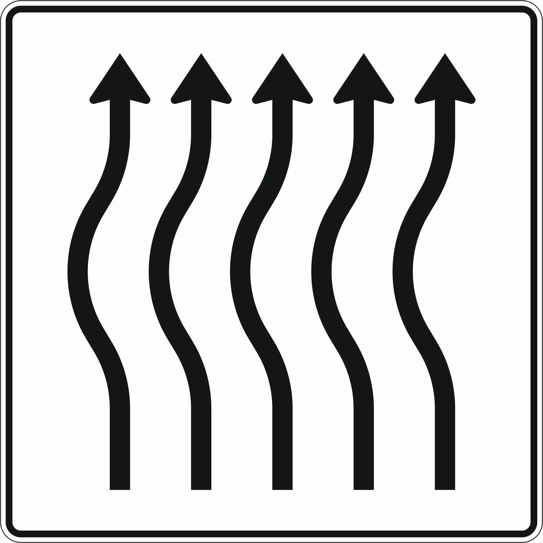 513-14 - Verschwenkungstafel kurze Verschwenkung - ohne Gegenverkehr - 5-streifig nach links Verkehrsschild