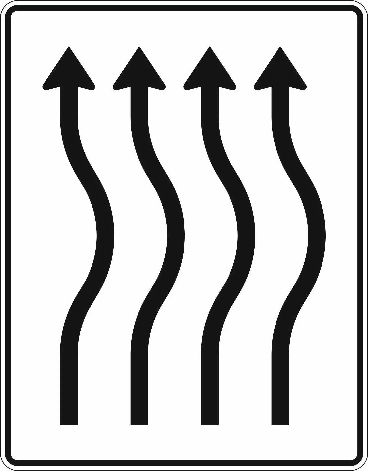 513-23 - Fahrbahnverschwenkung kurz - ohne Gegenverkehr - 4-streifig nach rechts Verkehrsschild