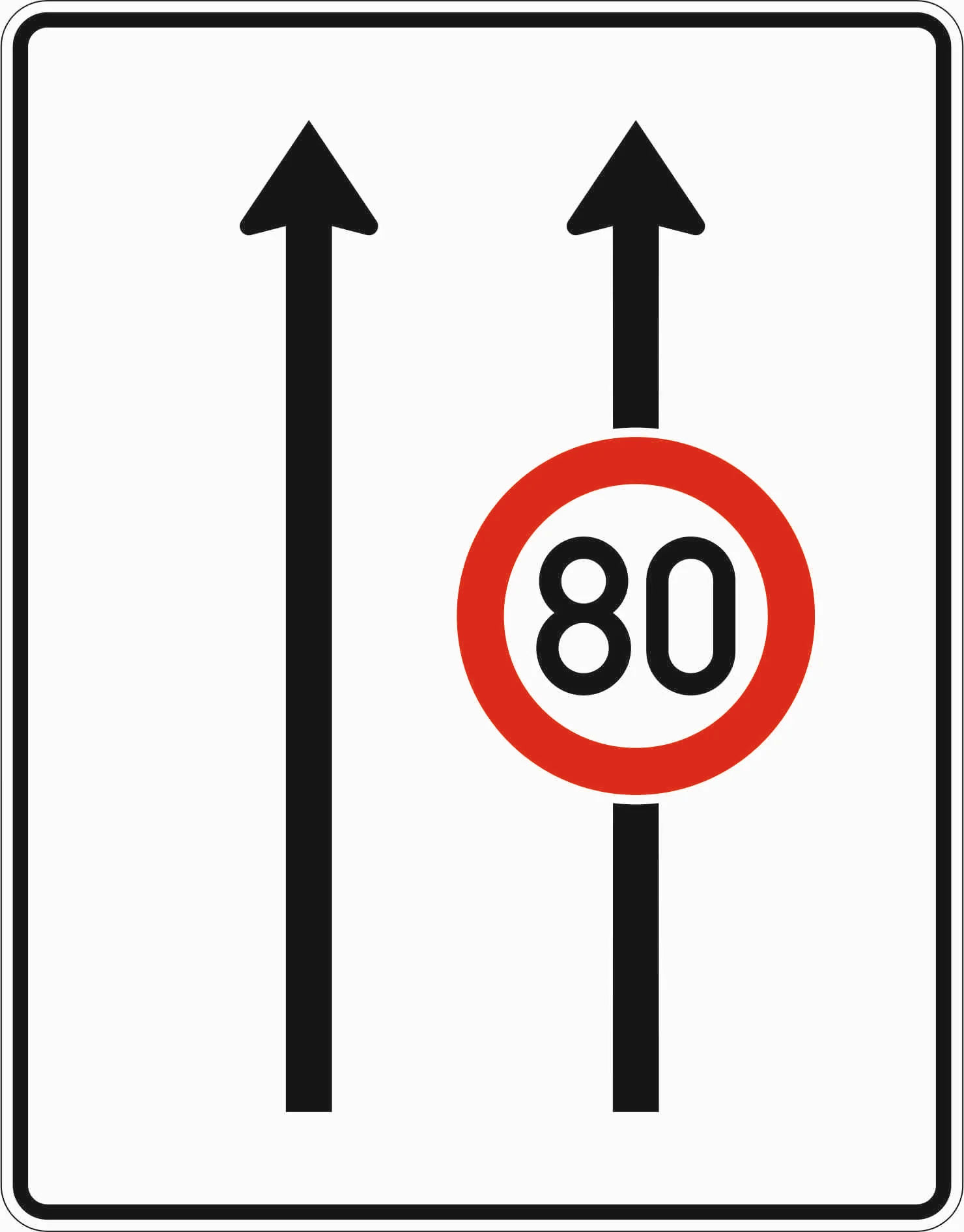 523-30 - Fahrstreifentafel - ohne Gegenverkehr mit integriertem Zeichen 274 - 2-streifig in Fahrtrichtung Verkehrsschild