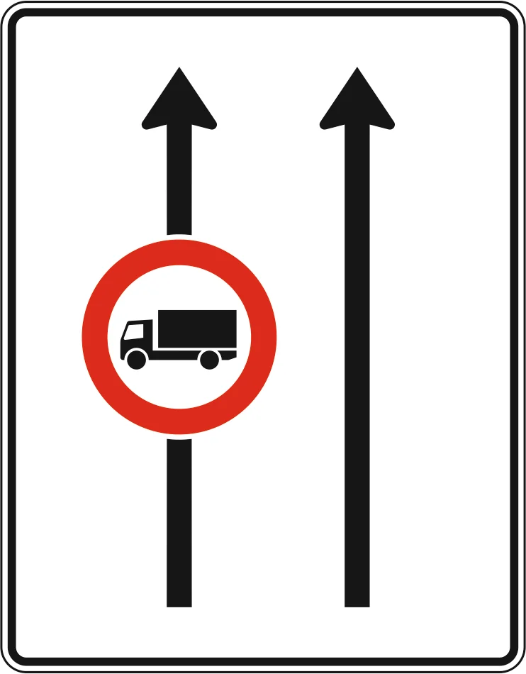 524 - Fahrstreifentafel - ohne Gegenverkehr mit integriertem Zeichen 253 Verkehrsschild