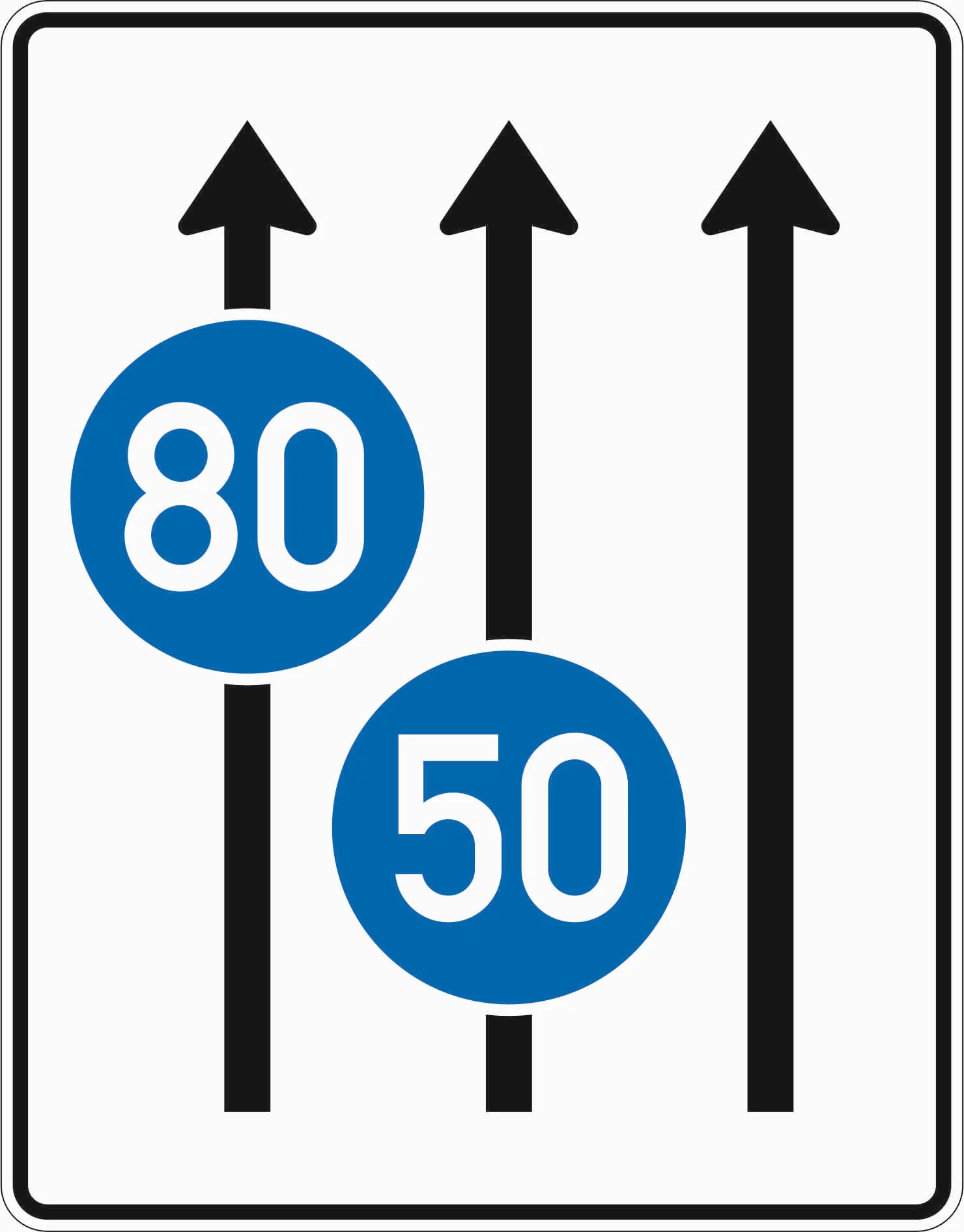 525-31 - Fahrstreifentafel - ohne Gegenverkehr mit integrierten Zeichen 275 - 3-streifig in Fahrtrichtung Verkehrsschild