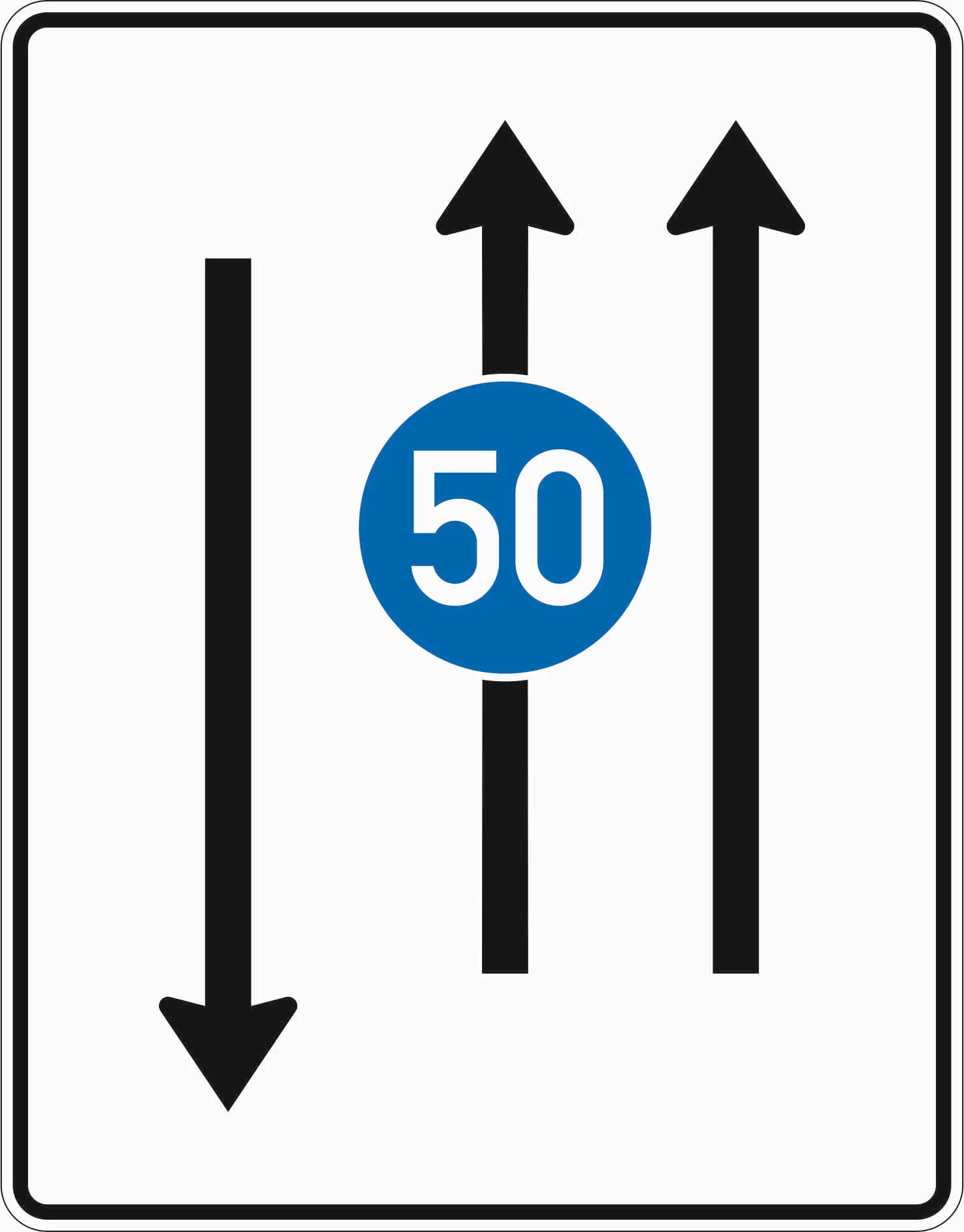 526-31 - Fahrstreifentafel - mit Gegenverkehr mit integriertem Zeichen 275 - 2-streifig in Fahrtrichtung und 1-streifig in Gegenrichtung Verkehrsschild