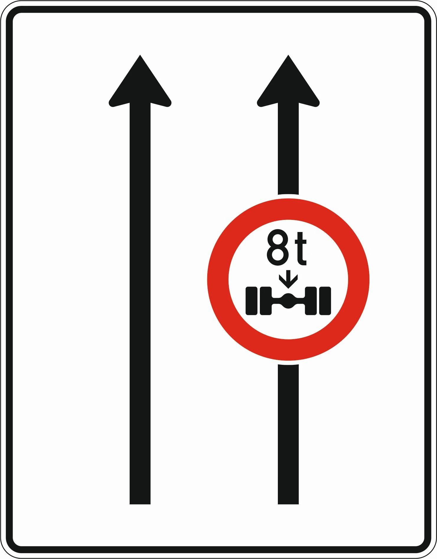 528-30 - Fahrstreifentafel - ohne Gegenverkehr mit integriertem Zeichen 263 - 2-streifig in Fahrtrichtung Verkehrsschild