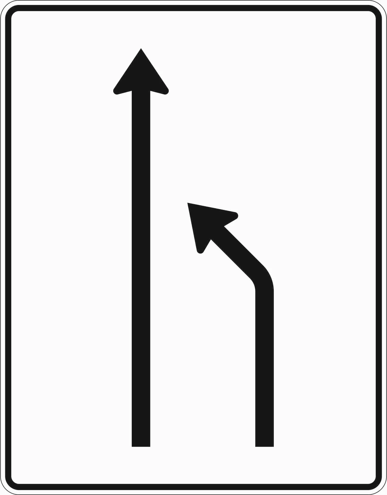 531-10 - Einengungstafel - ohne Gegenverkehr - Einzug rechts, von 2 auf 1 Fahrstreifen Verkehrsschild