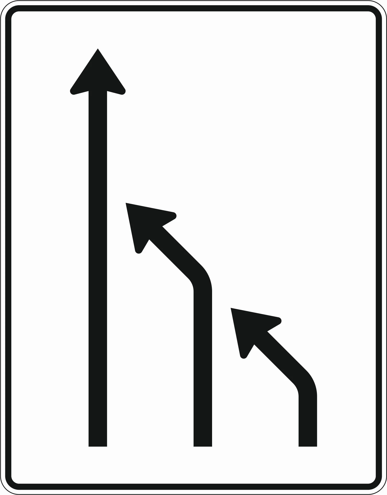 531-14 - Verengungstafel – ohne Gegenverkehr – Einzug rechts, von 3 auf 1 Fahrstreifen Verkehrsschild