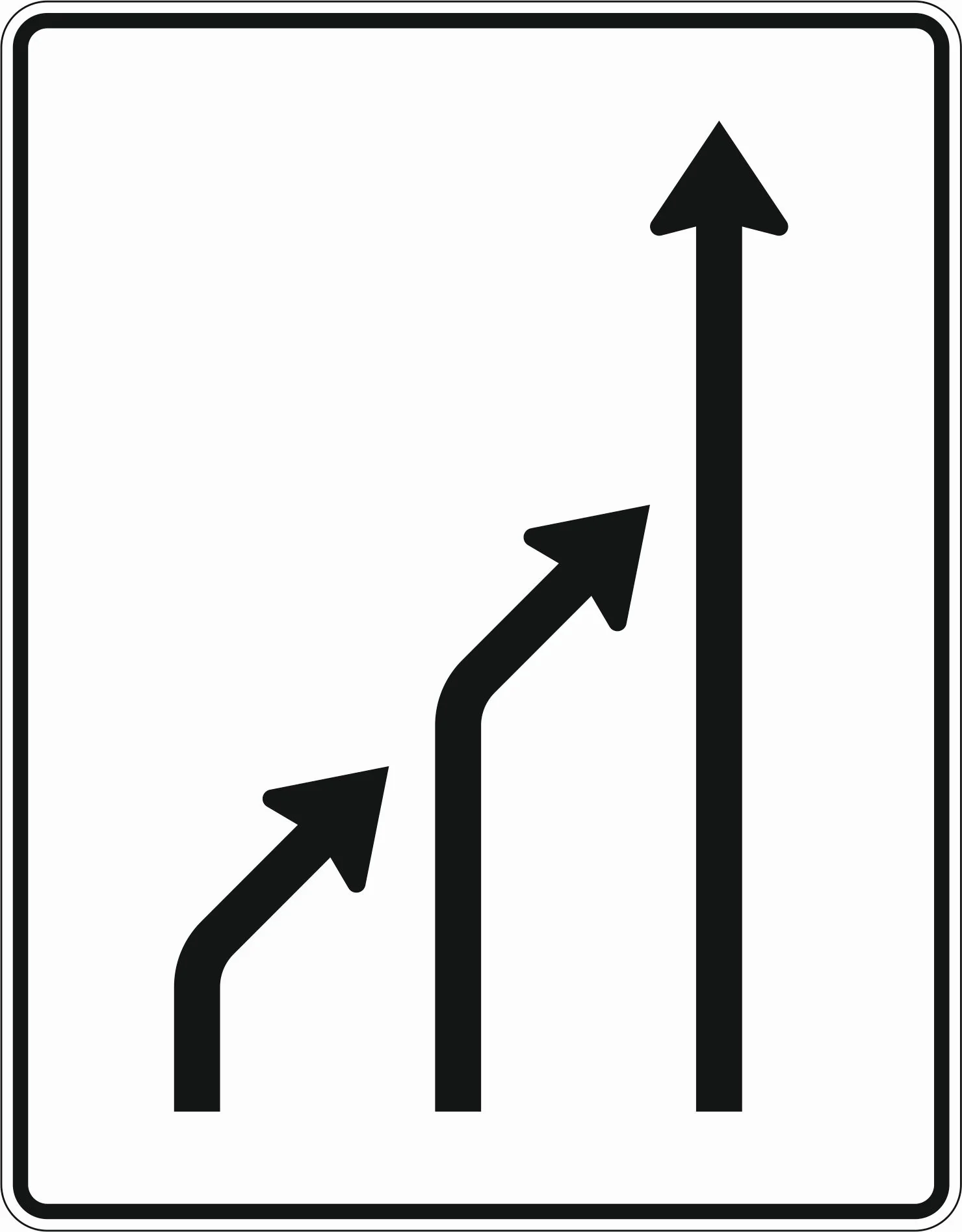 531-24 - Einengungstafel - ohne Gegenverkehr - Einzug links, von 3 auf 1 Fahrstreifen Verkehrsschild