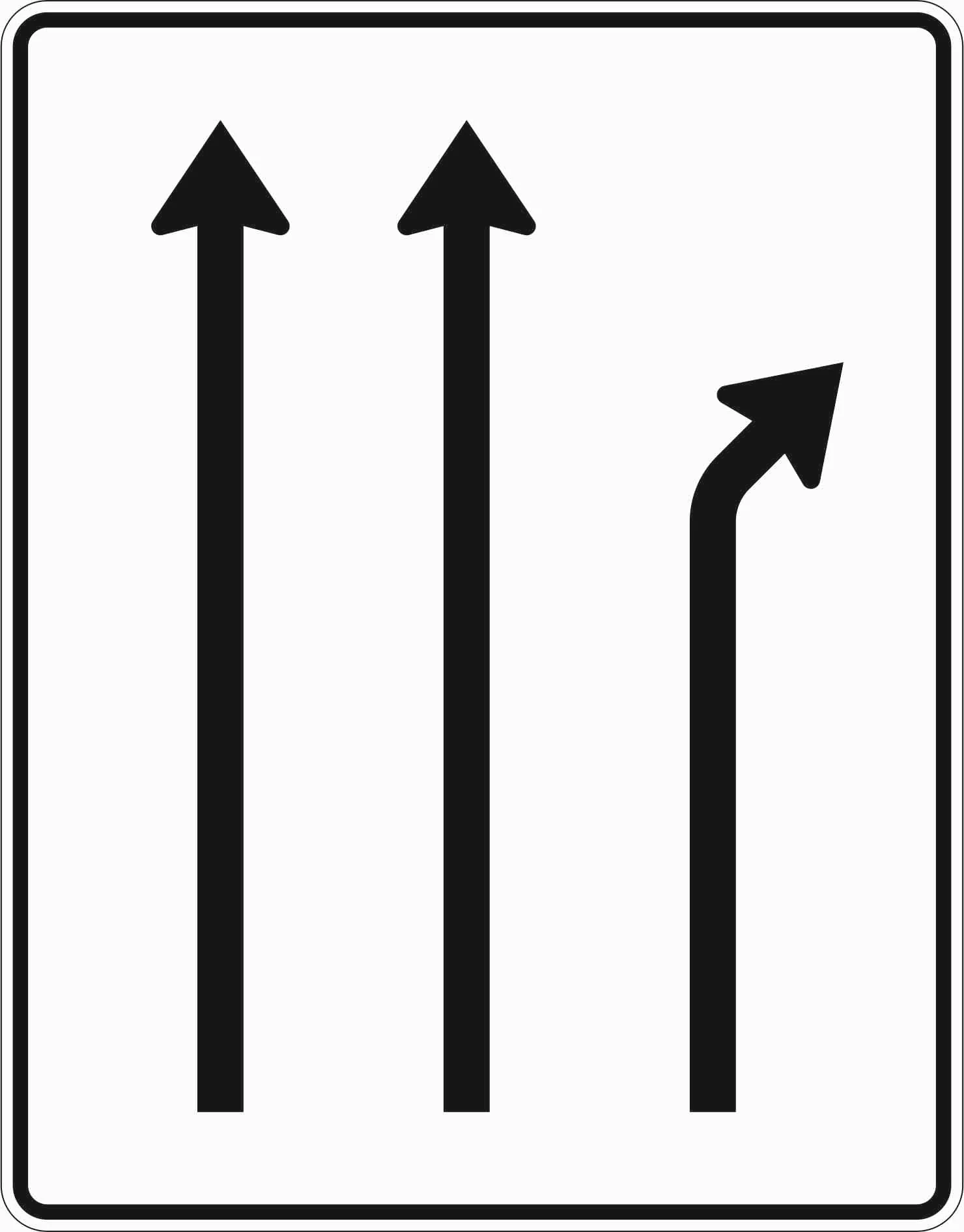 533-20 - Trennungs tafel – 2 Fahrstreifen durchgehend und 1 Fahrstreifen rechts ab Verkehrsschild