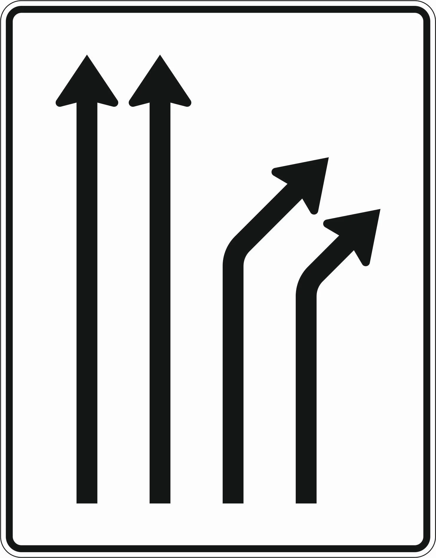 533-22 - Lane separation board - 2-lane continuing 2-lane right ab Verkehrsschild