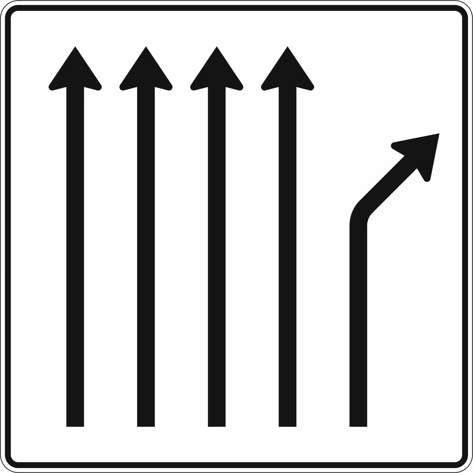 533-24 - Leitantel - 4-spurig durchgehend und 1-spurig rechts abzweigend Verkehrsschild