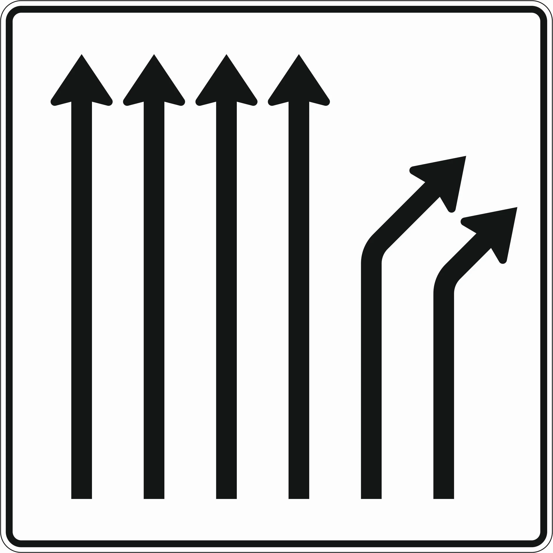 533-25 - Fachtrennwand – 4 Fahrstreifen durchgehend und 2 Fahrstreifen rechts ab Verkehrsschild