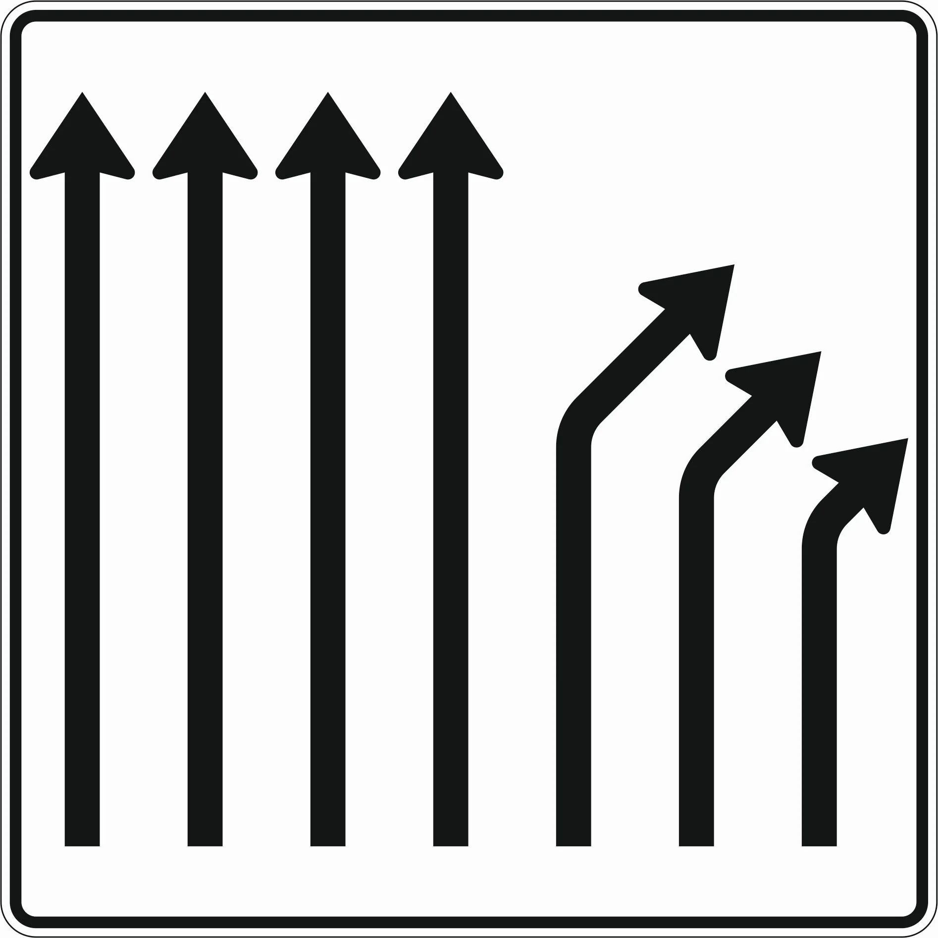 533-26 - Trennungs tafel - 4-spurig durchgehend und 3-spurig rechts ab Verkehrsschild