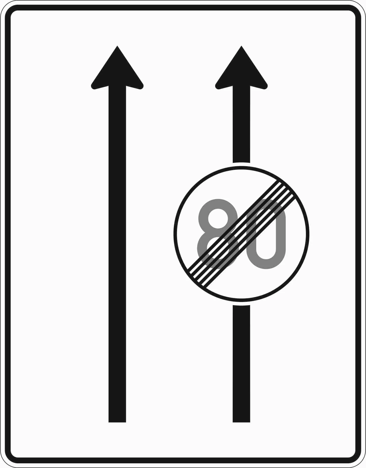 537-30 - Fahrstreifentafel - ohne Gegenverkehr mit integrierten Zeichen 278 - 2-streifig in Fahrtrichtung Verkehrsschild
