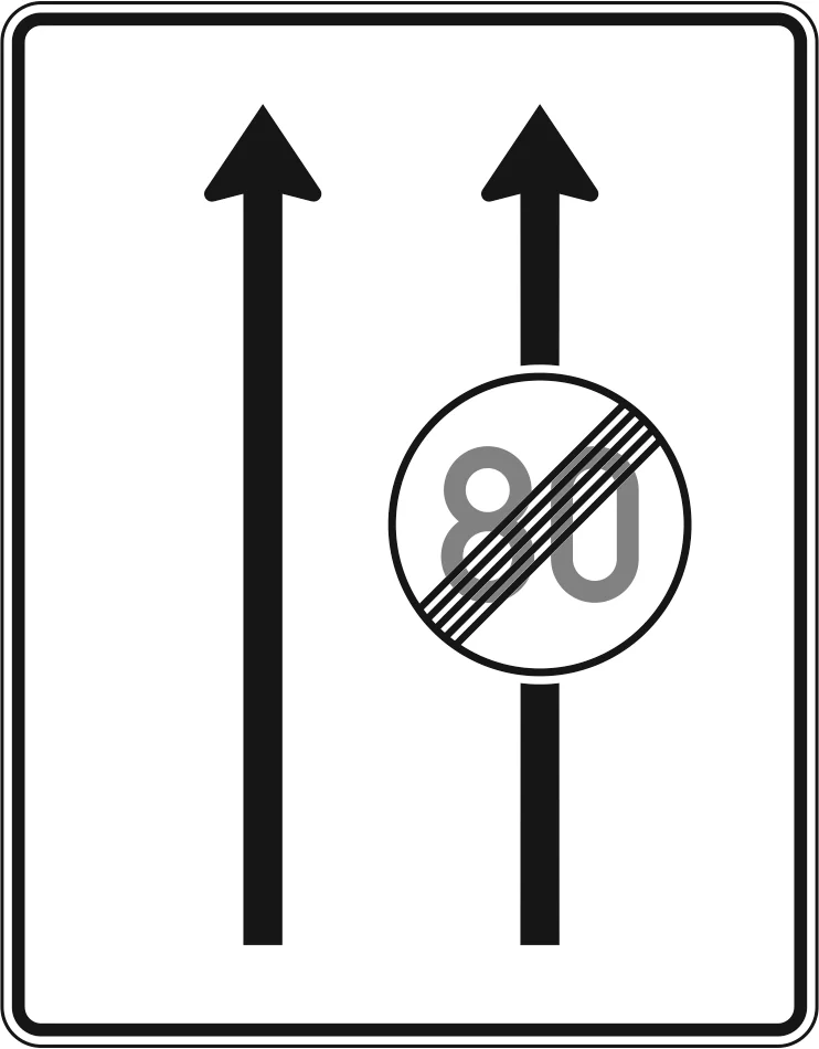 537 - Fahrstreifentafel – ohne Gegenverkehr mit integriertem Zeichen 278 Verkehrsschild
