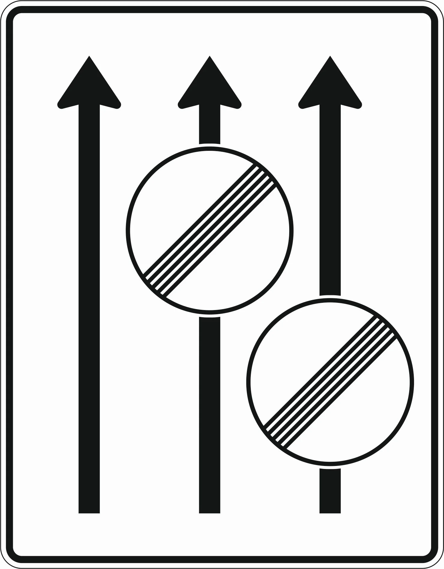 538-31 - Fahrstreifentafel - ohne Gegenverkehr mit integriertem Zeichen 282 - 3-streifig in Fahrtrichtung Verkehrsschild