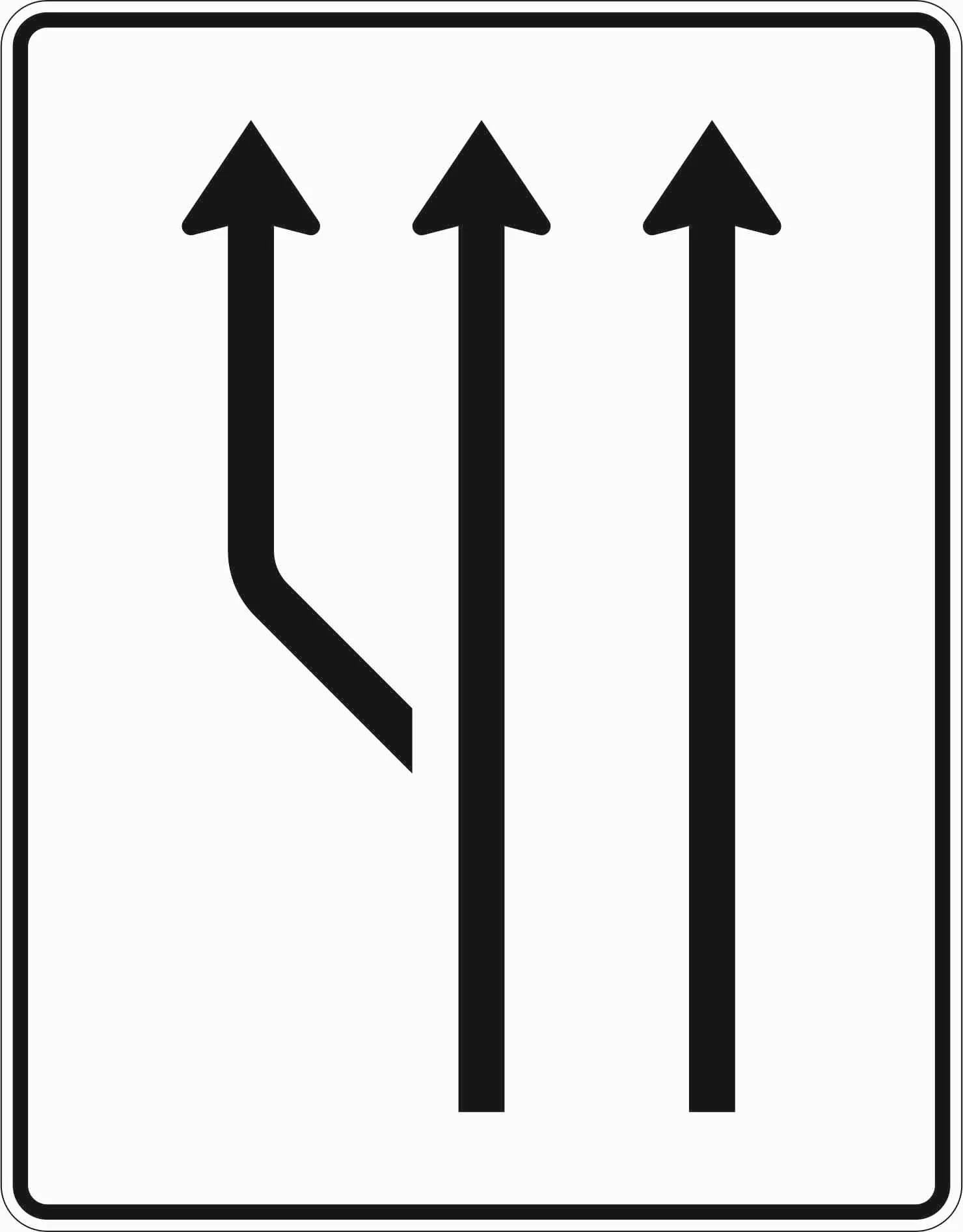 541-11 - Aufweitungstafel - ohne Gegenverkehr - 2-streifig plus Fahrstreifen links Verkehrsschild