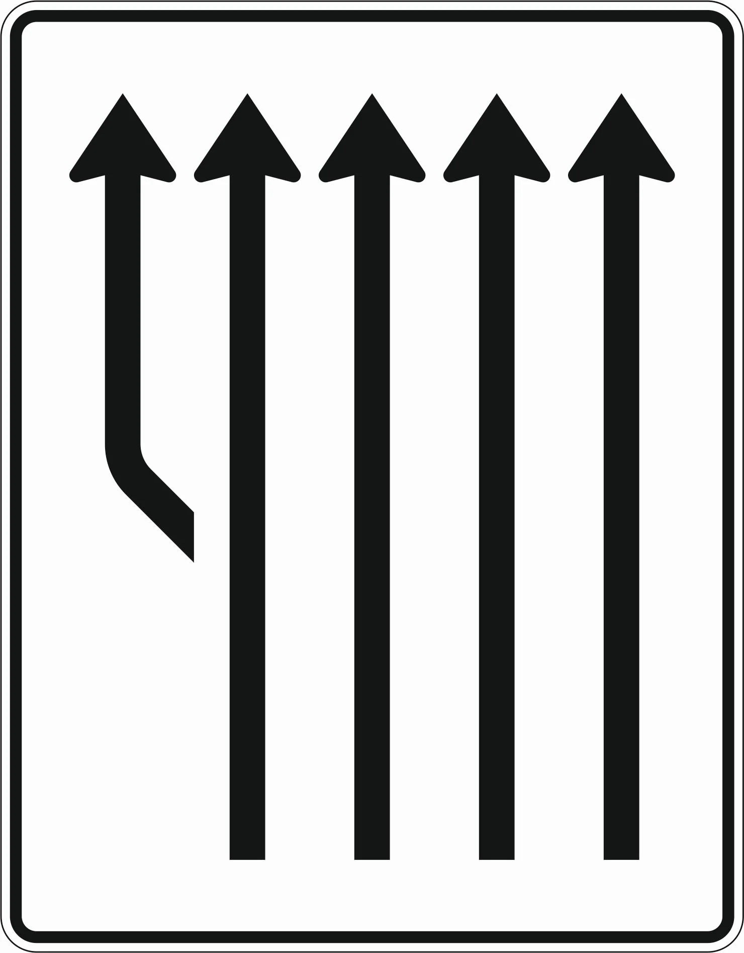 541-13 - Aufweitungstafel - ohne Gegenverkehr - 4-streifig plus Fahrstreifen links Verkehrsschild