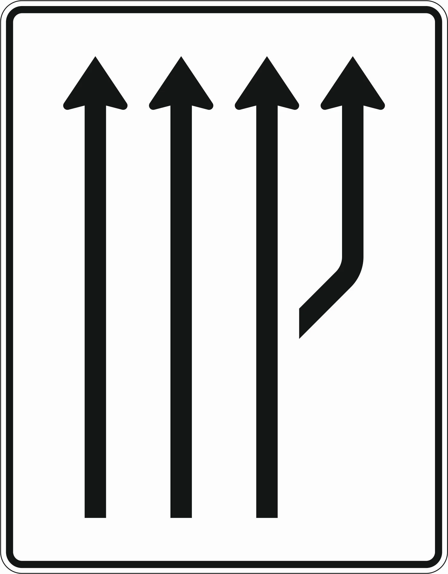 541-22 - Aufweitungstafel - ohne Gegenverkehr - 3-streifig plus Fahrstreifen rechts Verkehrsschild