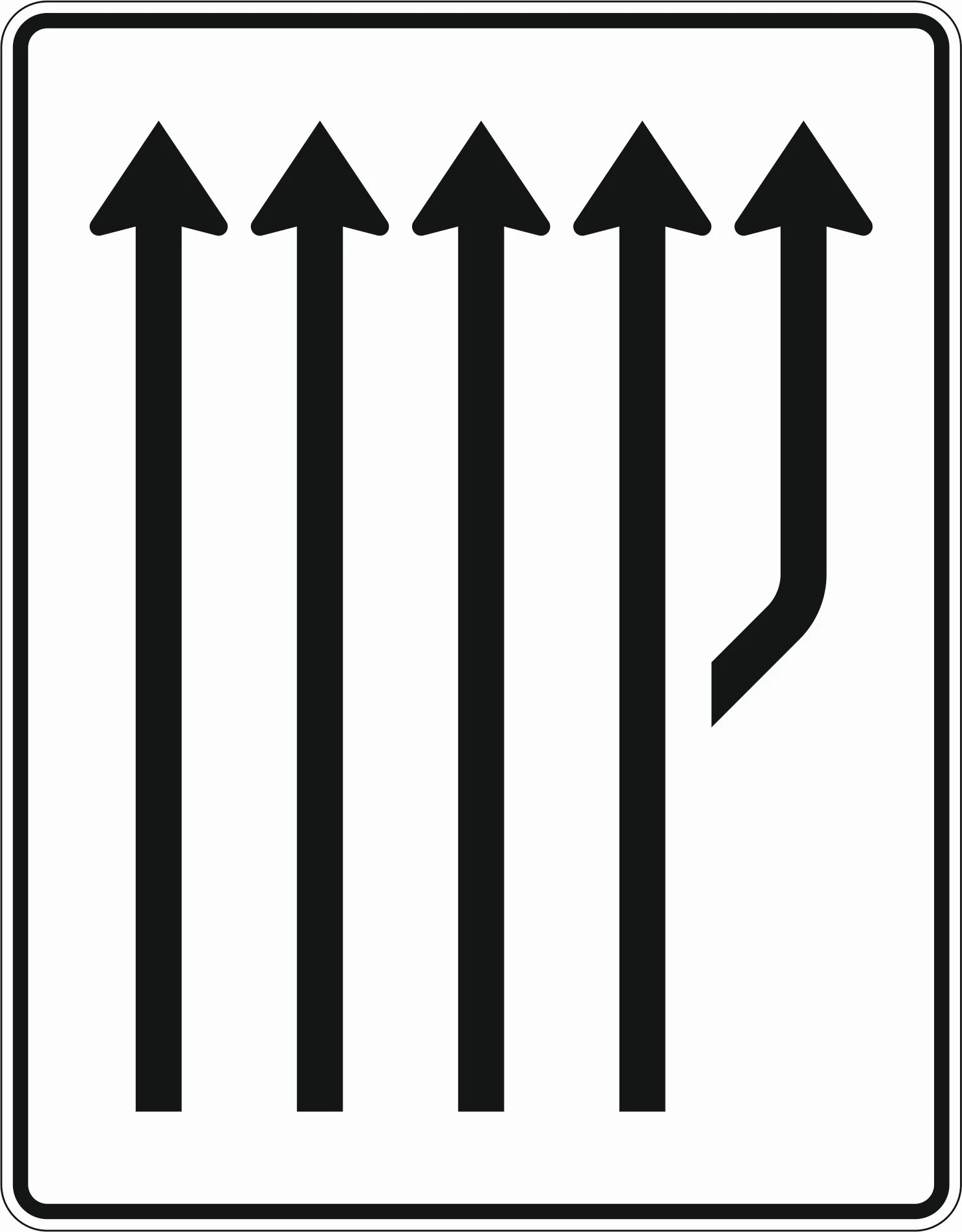 541-23 - Aufweitungstafel - ohne Gegenverkehr - 4-streifig plus Fahrstreifen rechts Verkehrsschild