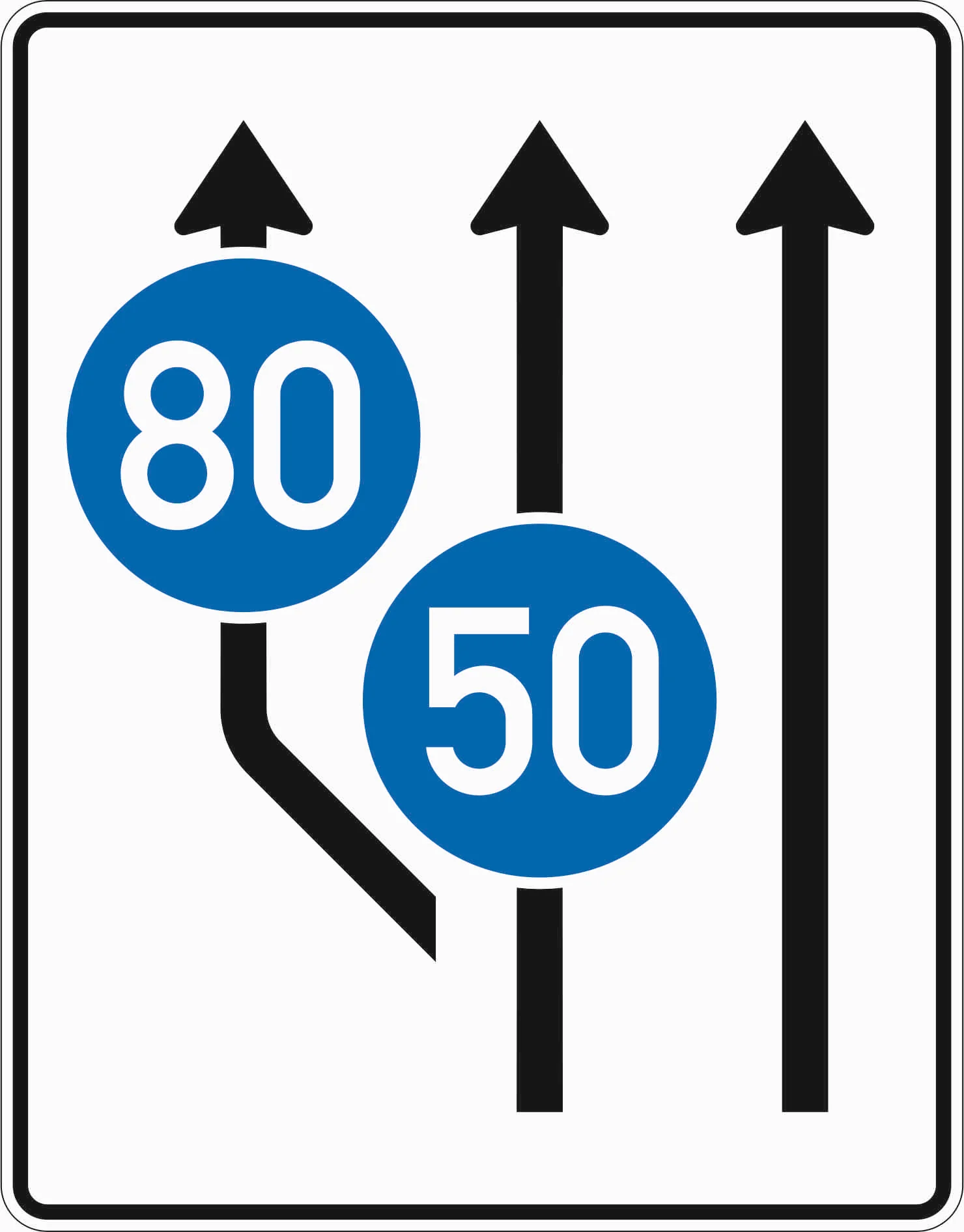 545-11 - Aufweitungstafel - ohne Gegenverkehr mit integrierten Zeichen 275 - 2-streifig plus Fahrstreifen links Verkehrsschild