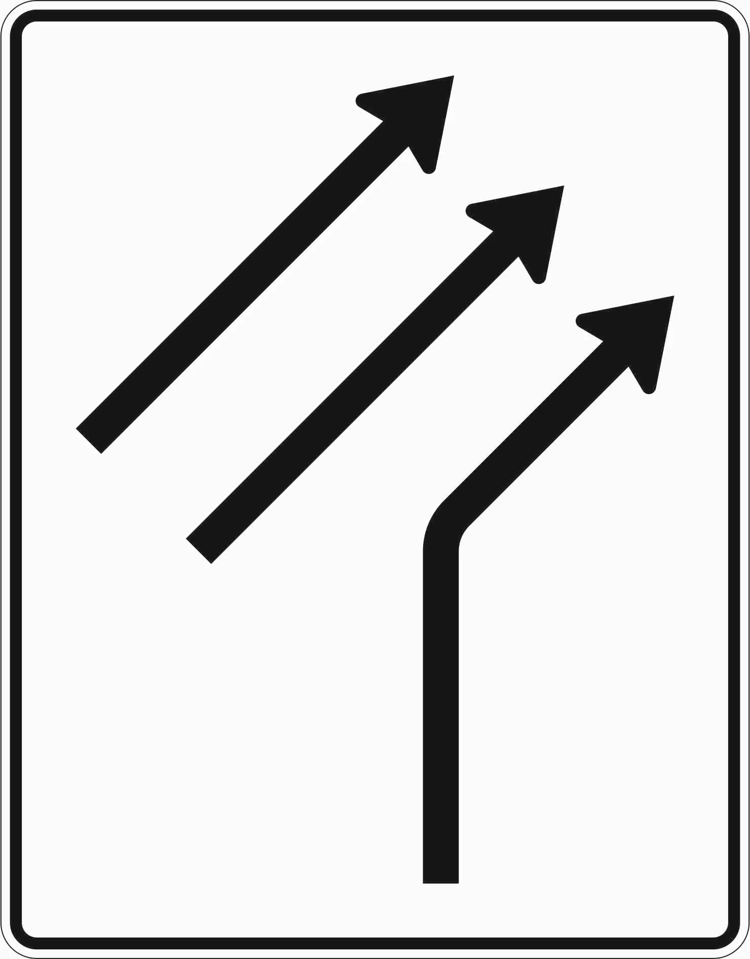 551-21 - Zusammenführungstafel - eine Fahrspur mündet in zwei Fahrspuren Verkehrsschild