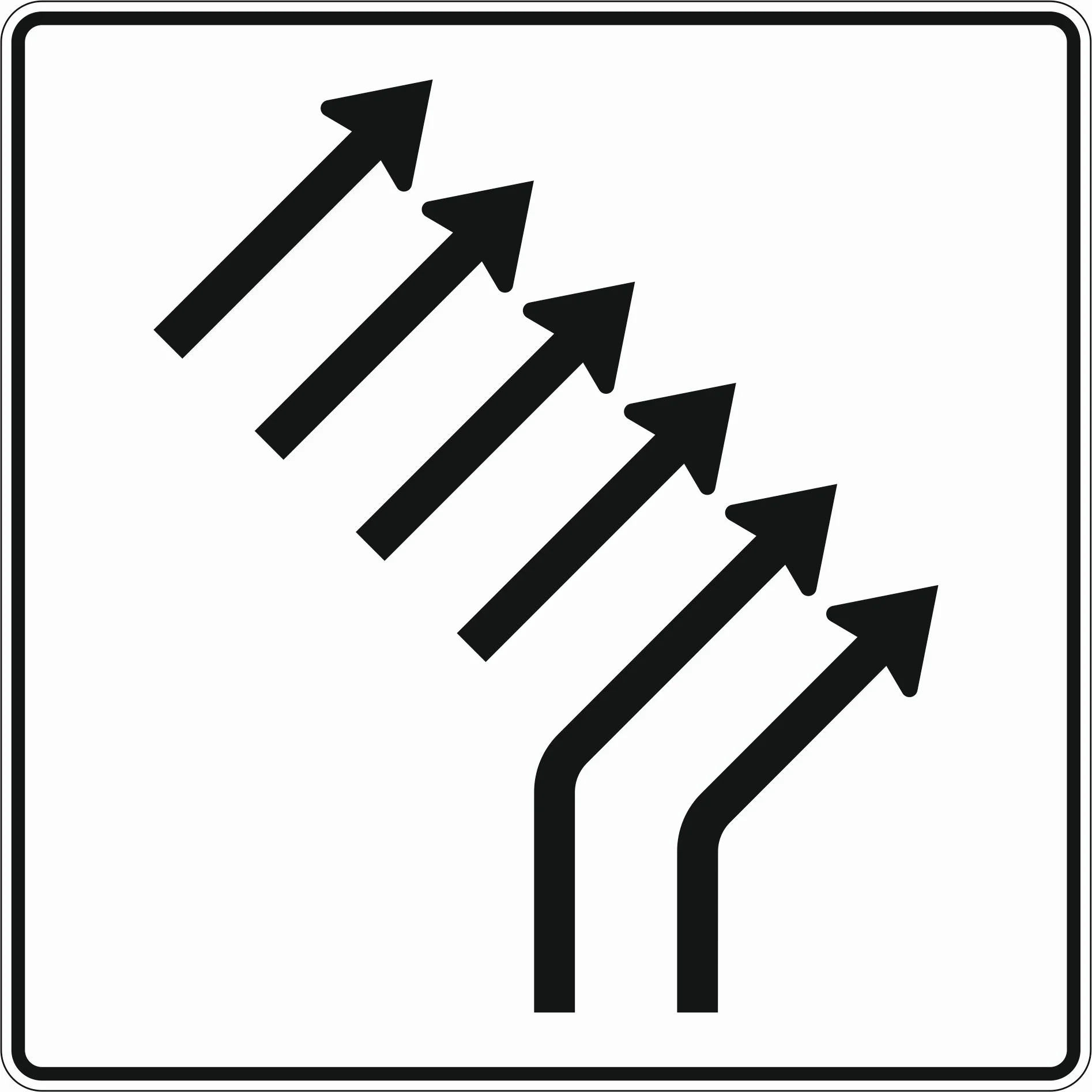 551-26 - Zusammenführungstafel – mündende Strecke – 2-spurig mündend plus 4-spurig durchgehend Verkehrsschild
