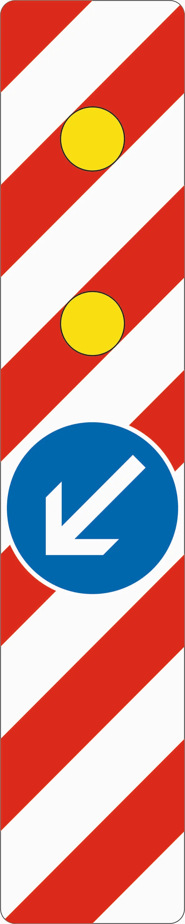 605-14 - Leitbake - Warnlichtbake mit integriertem Zeichen 222 - Aufstellung rechts mit Zeichen 222-10 Verkehrsschild