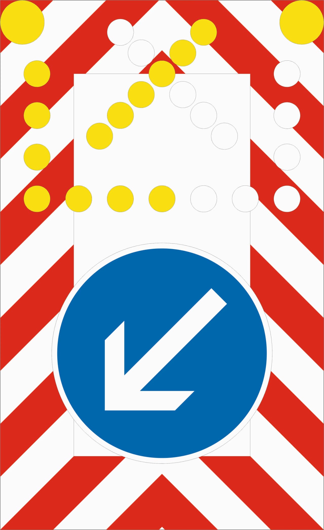 616-30 - Fahrbare Mobile barrier with Blinkpfeil - große Ausführung (3600 x 2200) Verkehrsschild