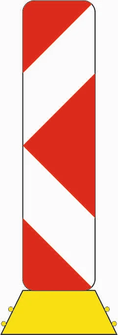 628-11 - Verkehrstrennungsbalken mit Leitbake (Z 605) - Aufstellung rechts (mit 605-11) Verkehrsschild