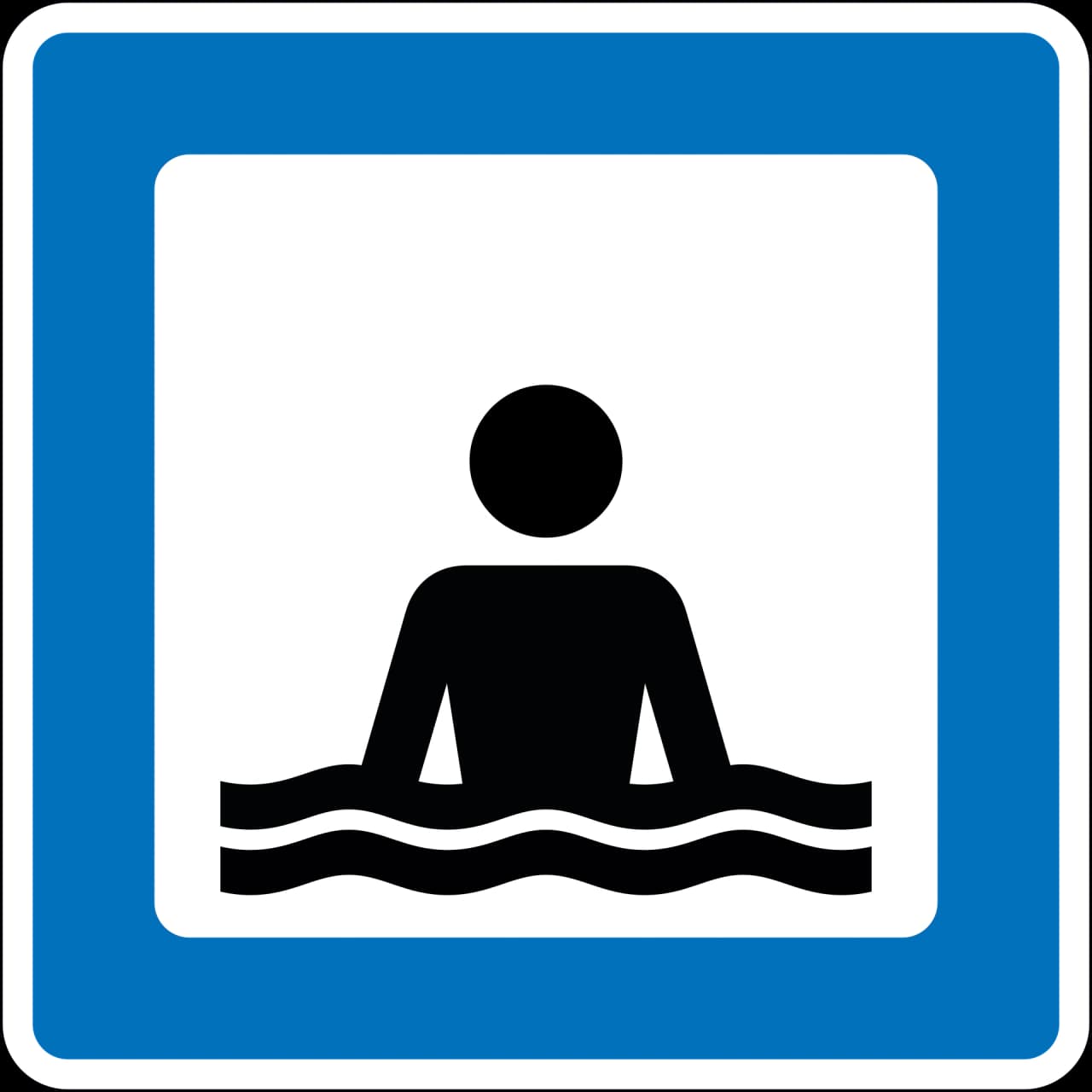 M35 - Beach or swimming pool road sign
