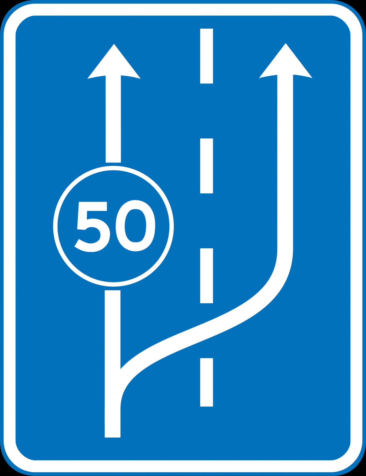 E37 - Crawler lane begins road sign